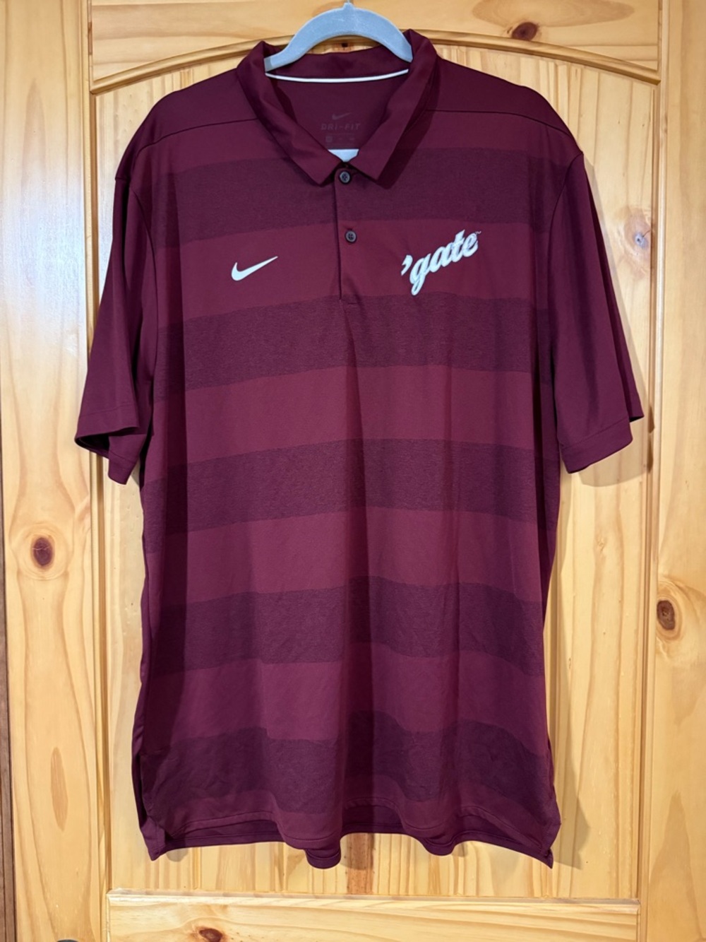 Nike Men's Burgundy Striped Colgate University Short-Sleeve Polo